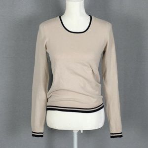Garage Beige Sweater w Navy Trim